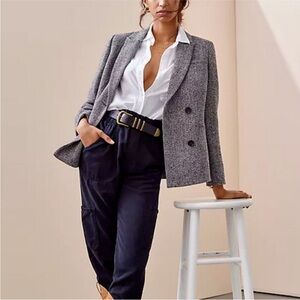 Mare Mare x Anthropologie Double-Breasted black & white blazer